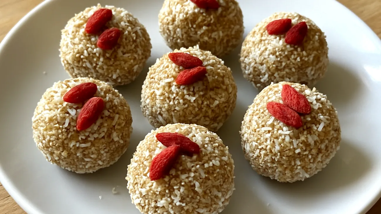Amaranth-Kokos-Energiebällchen mit Goji-Beeren"