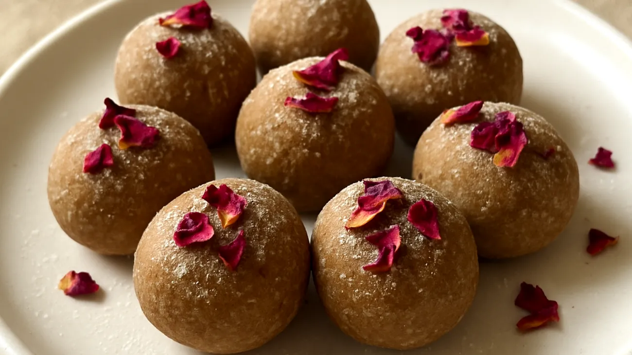 Ashwagandha-Mandel-Bällchen mit Rosenwasser"