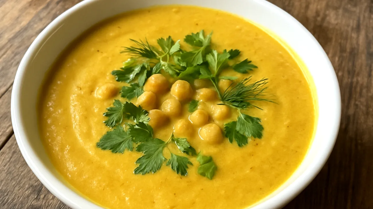 Fenchel-Ingwer-Suppe mit Kichererbsen und Kurkuma"