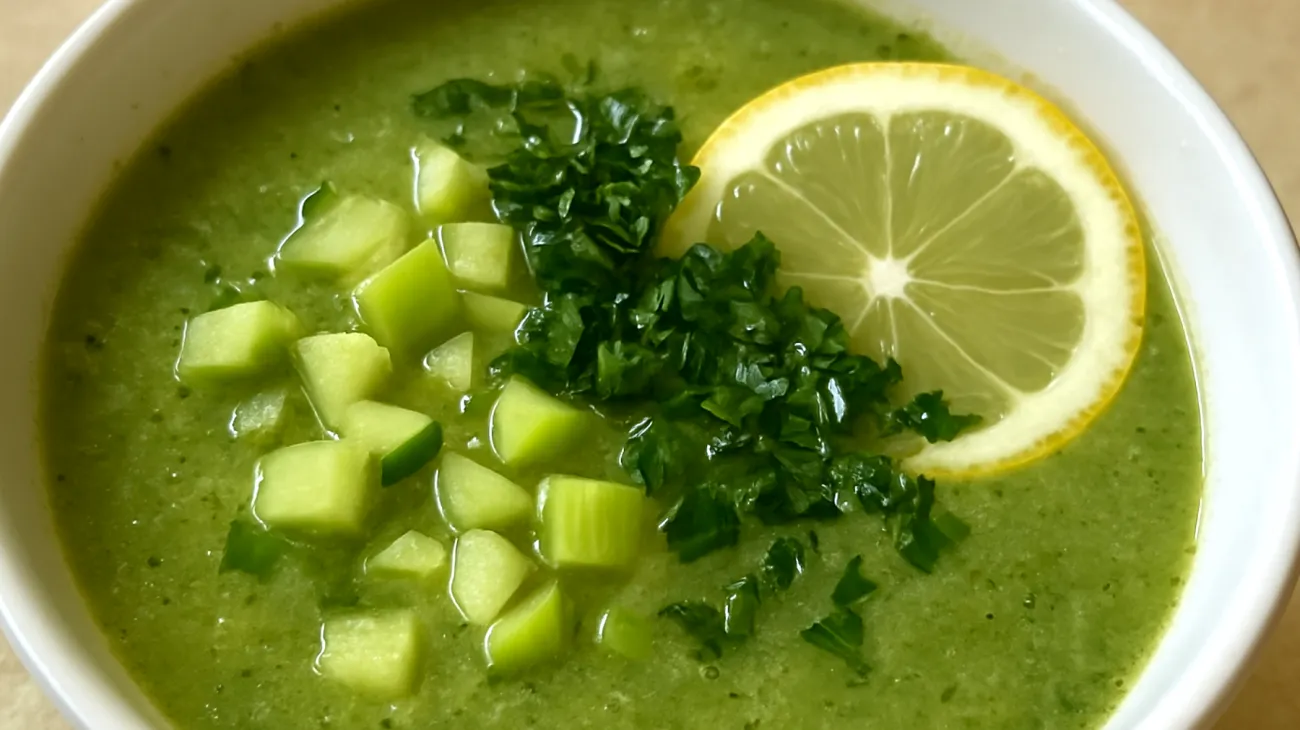 Gurken-Sellerie-Suppe mit Petersilie und Zitrone"