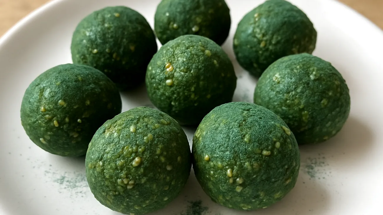 Buchweizen-Hanfsamen-Energiebällchen mit Spirulina"